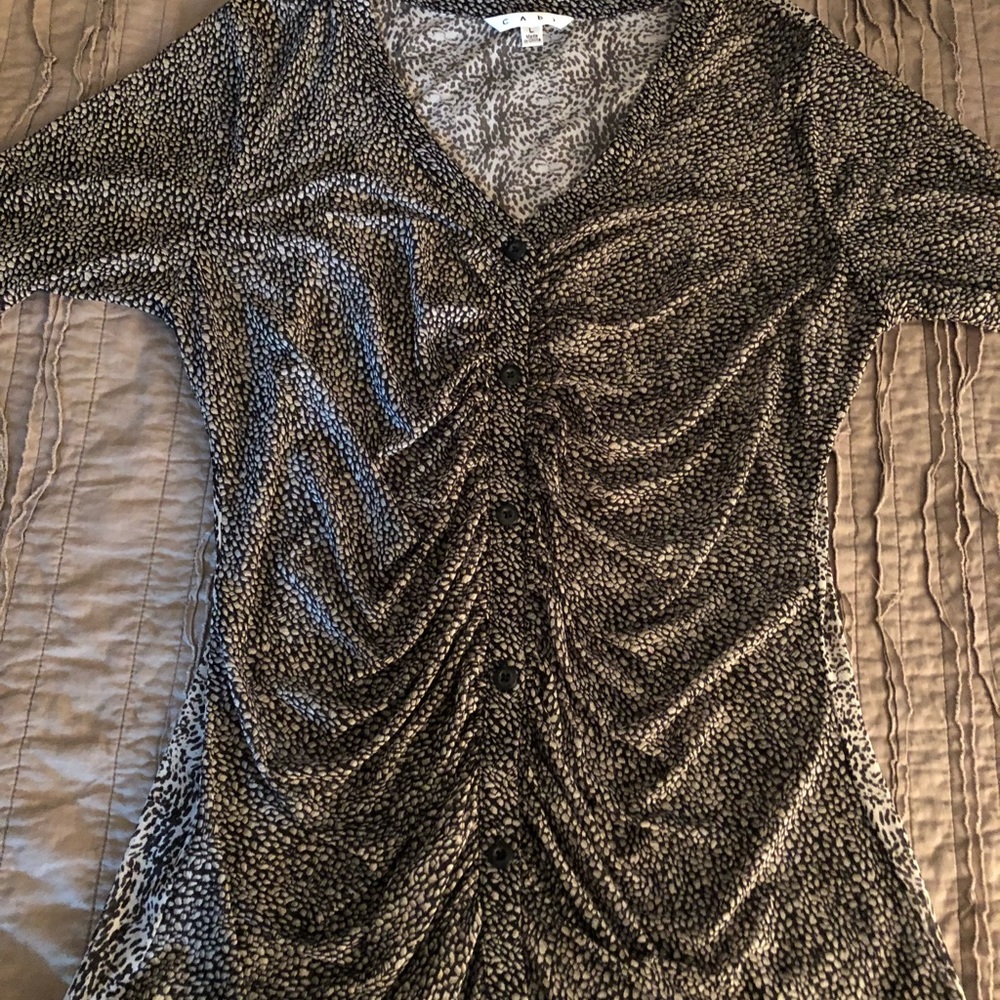 CABI Black Ruched Blouse Large